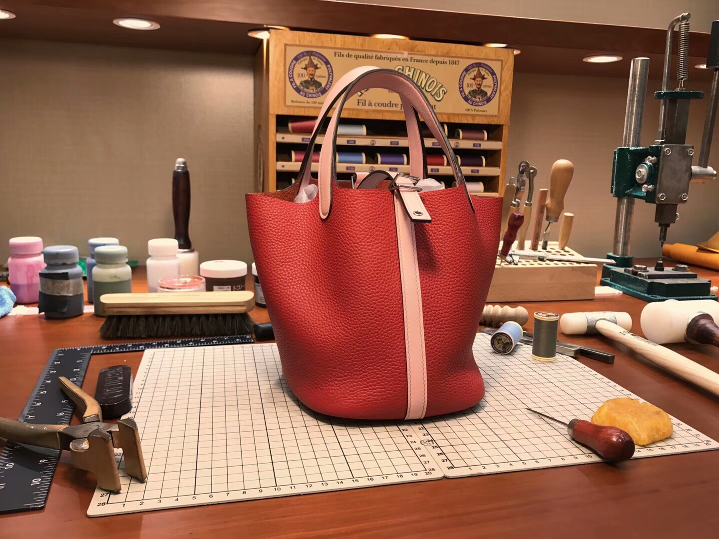 爱马仕 HERMES 菜篮子 Picotin 配全套专柜原版包装 全球发售 s5 番茄红 rouge tomate 拼 3Q rose sakura PHW 水粉色