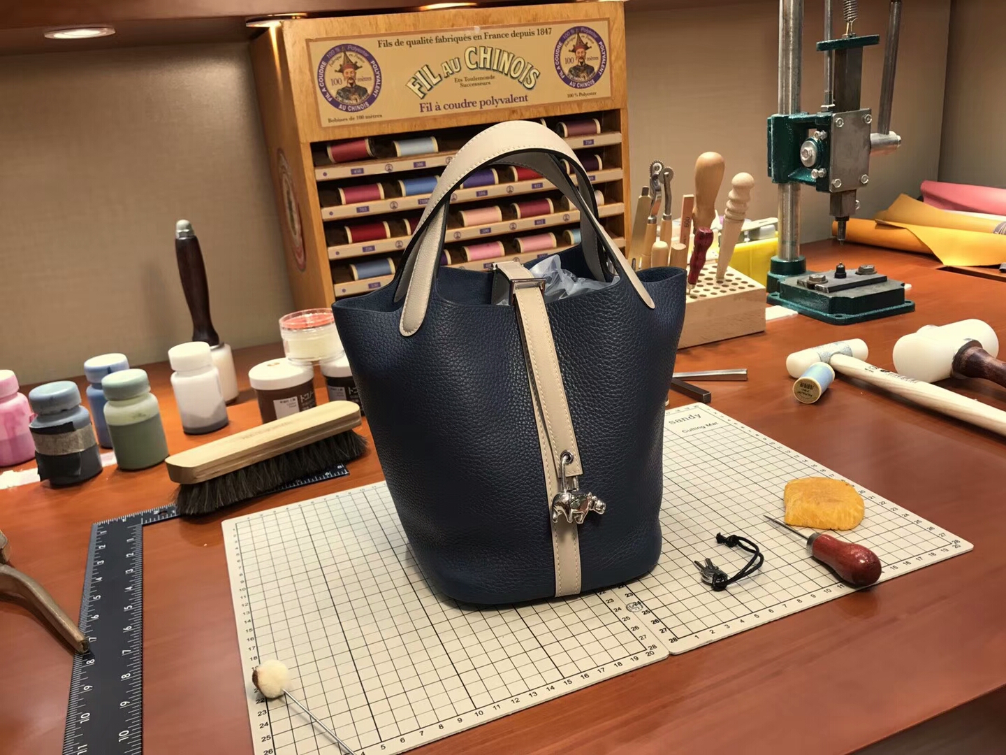 爱马仕 HERMES 菜篮子 Picotin 配全套专柜原版包装 全球发售  black 黑色 拼 s2 风衣灰 trench