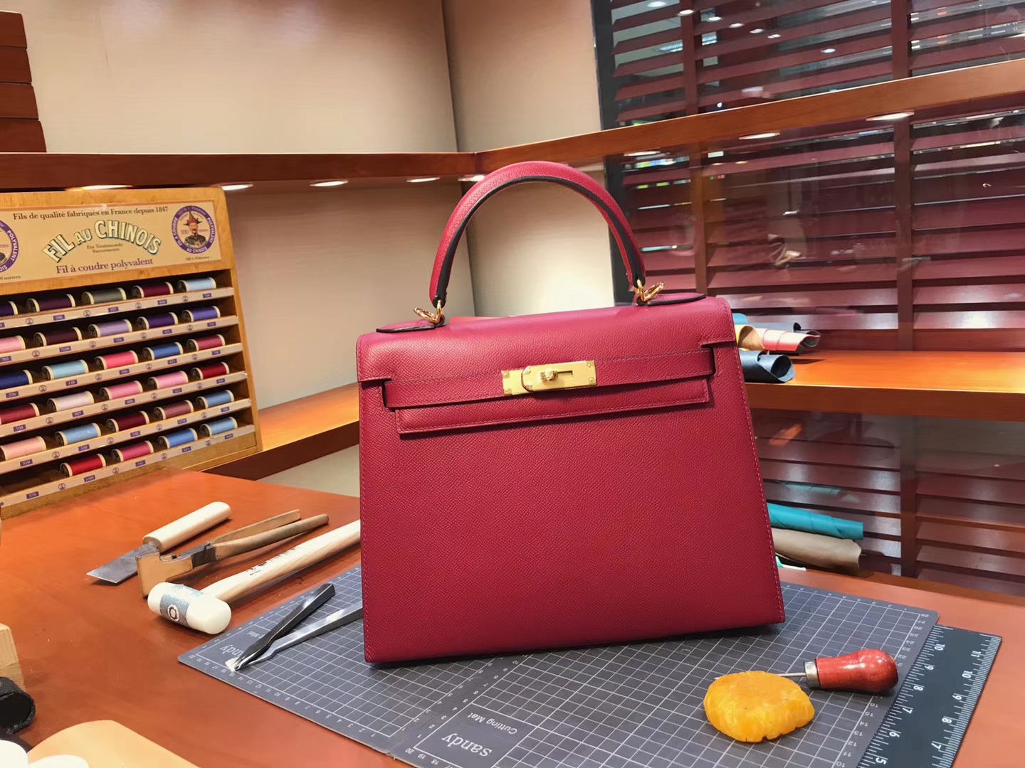 Kelly 28CM 现货系列 配全套专柜原版包装 H红 Rouge H 爱马仕HERMES