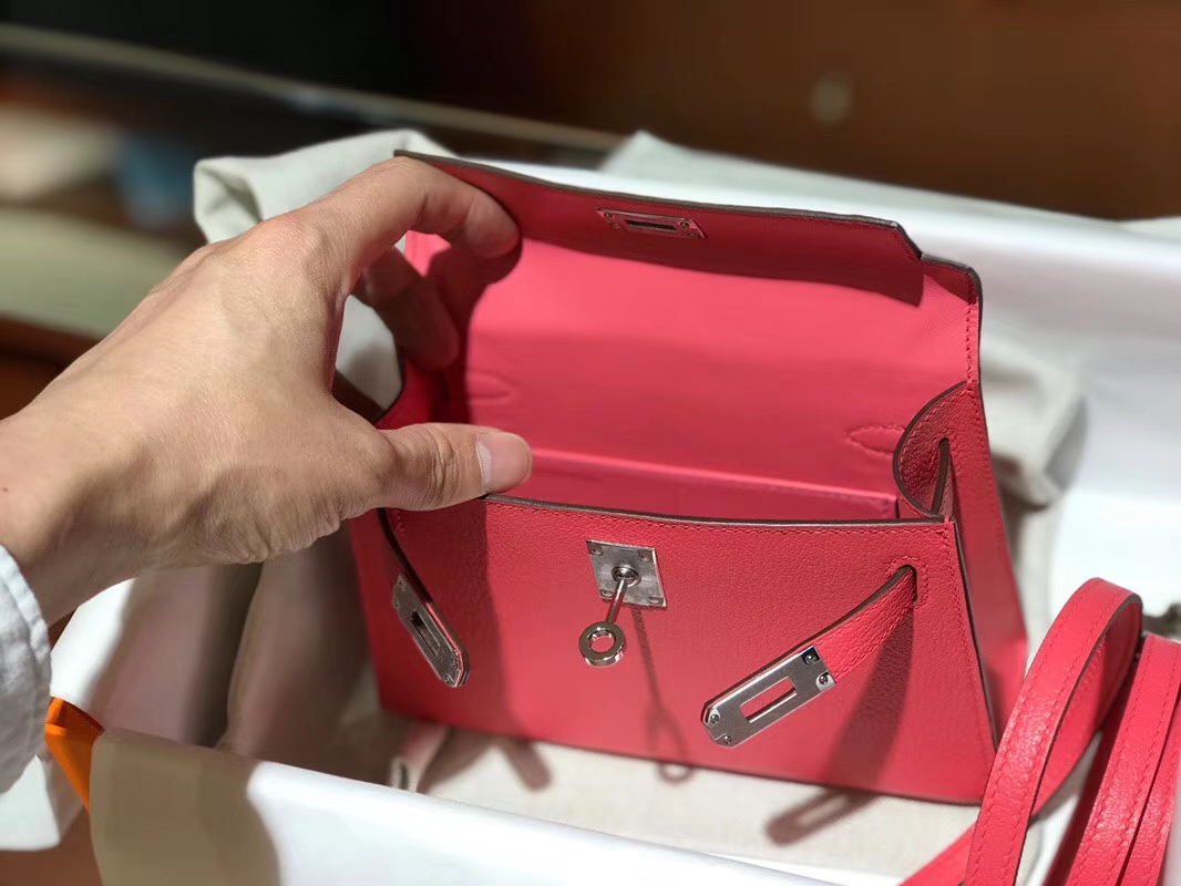 HERMES 爱马仕 Mini Kelly || 20cm 山羊皮 U5 唇膏粉 Rose lipsui