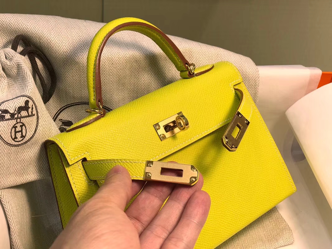 HERMES 爱马仕 Mini Kelly || 20cm Epsom M9 柠檬黄