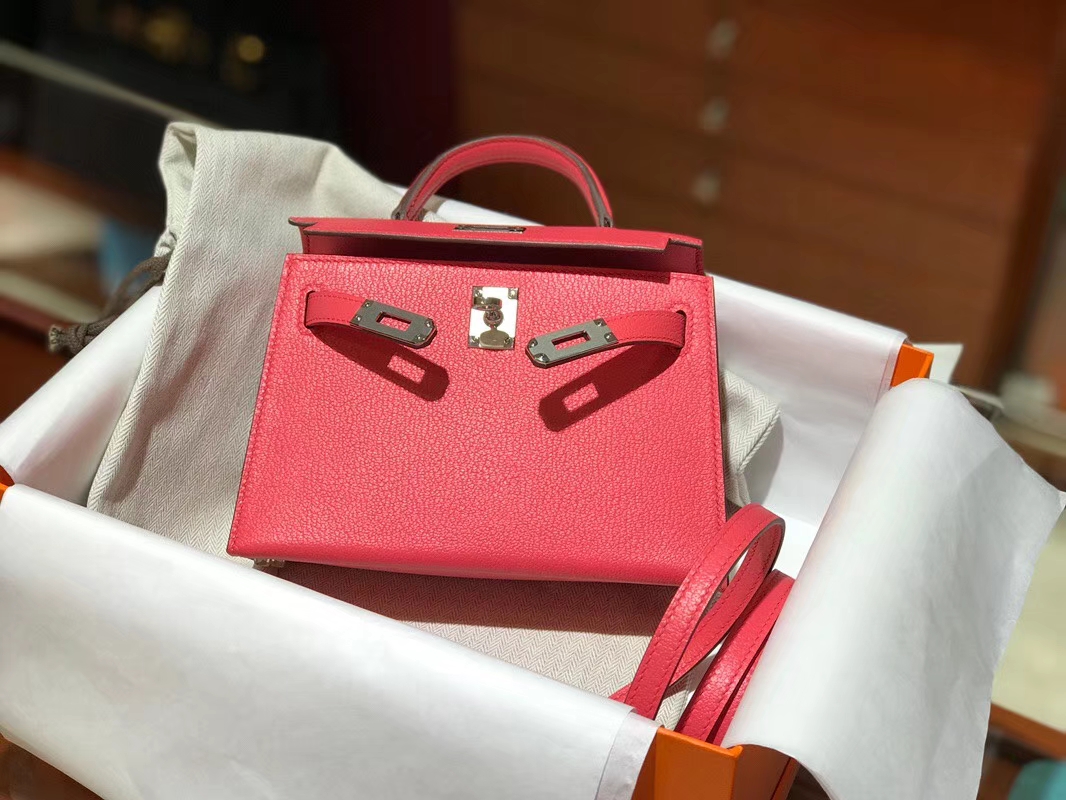 HERMES 爱马仕 Mini Kelly || 20cm 山羊皮 U5 唇膏粉 Rose lipsui
