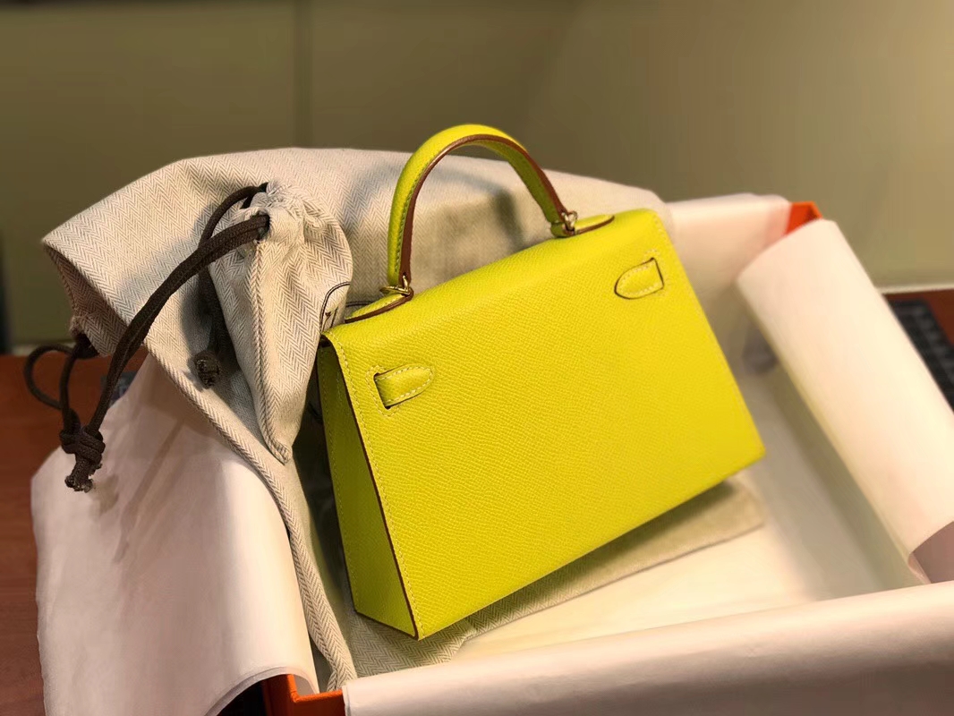 HERMES 爱马仕 Mini Kelly || 20cm Epsom M9 柠檬黄