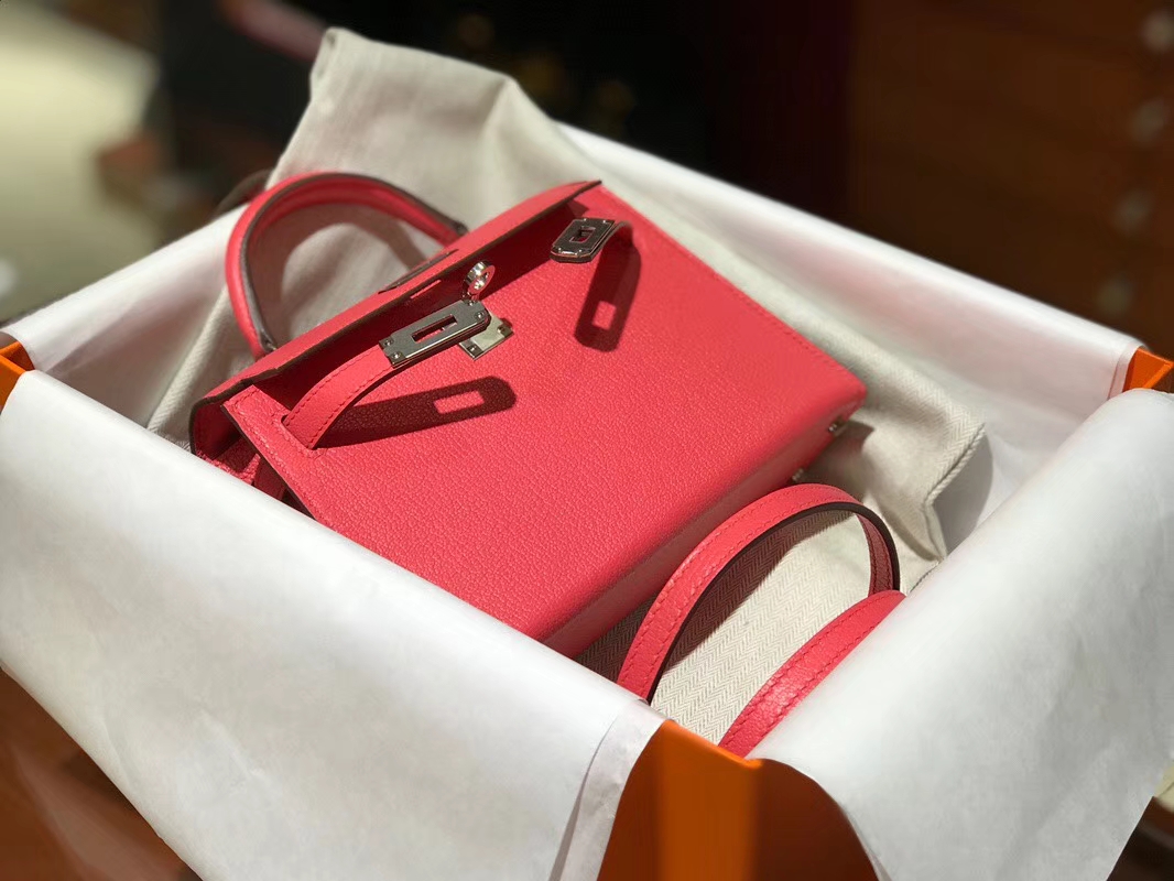 HERMES 爱马仕 Mini Kelly || 20cm 山羊皮 U5 唇膏粉 Rose lipsui