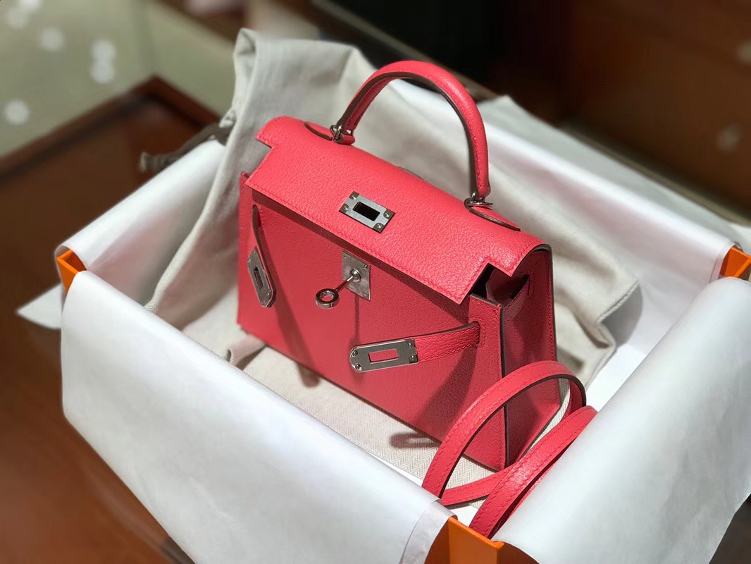 HERMES 爱马仕 Mini Kelly || 20cm 山羊皮 U5 唇膏粉 Rose lipsui