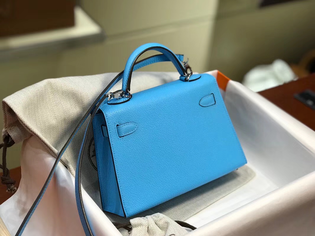 HERMES 爱马仕 Mini Kelly || 20cm 山羊皮 7W伊兹密尔蓝 Blue Lzmir
