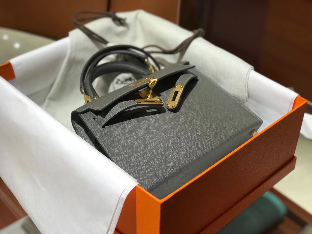 HERMES 爱马仕 Mini Kelly || 20cm Epsom 8F 锡器灰 Etain