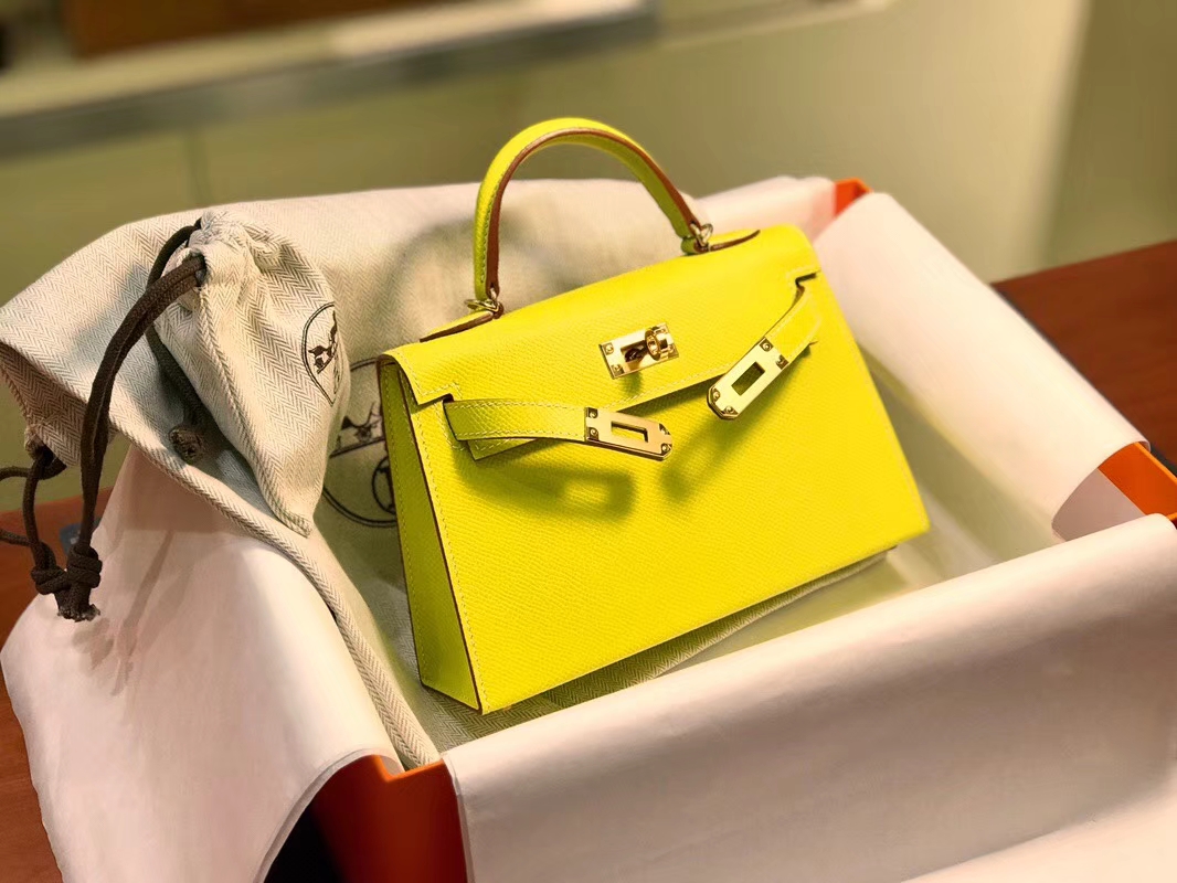 HERMES 爱马仕 Mini Kelly || 20cm Epsom M9 柠檬黄