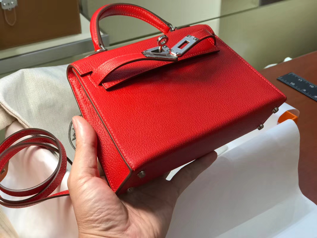 HERMES 爱马仕 Mini Kelly || 20cm 山羊皮 Q5 国旗红 Rouge Casaque