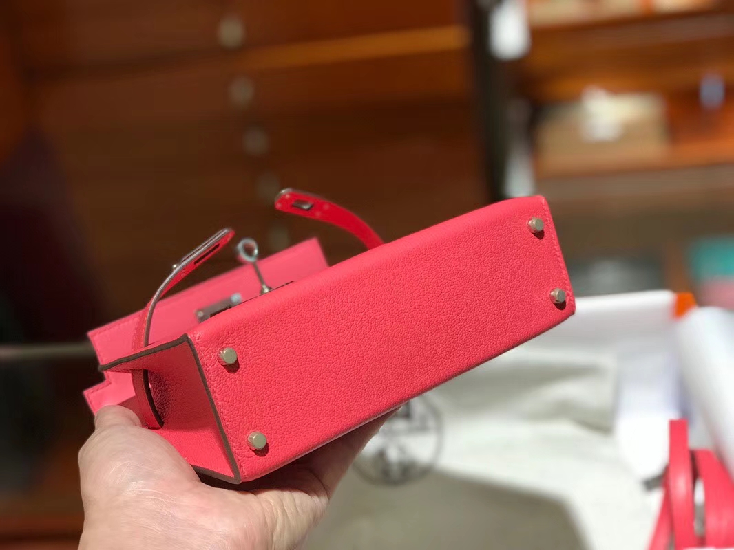 HERMES 爱马仕 Mini Kelly || 20cm 山羊皮 U5 唇膏粉 Rose lipsui