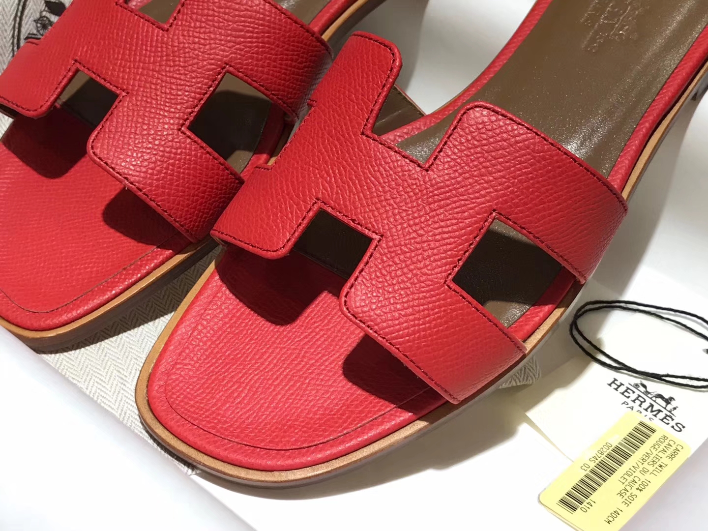 HERMES 爱马仕 H经典款拖鞋  高端订制  独家品质 橘红