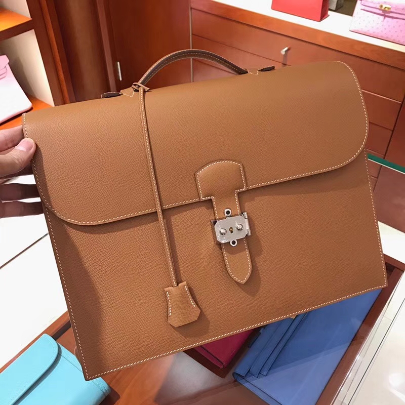 HERMES 爱马仕 男士公文包 CK37 金棕色 Gold现货系列 配全套专柜原版包装