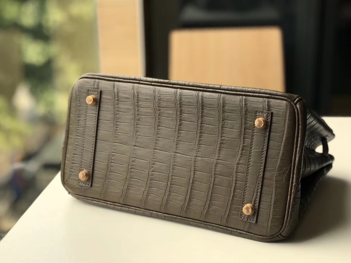 HERMES 爱马仕 Birkin 30CM  金扣 8F 锡器灰 Etain 进口鳄鱼皮