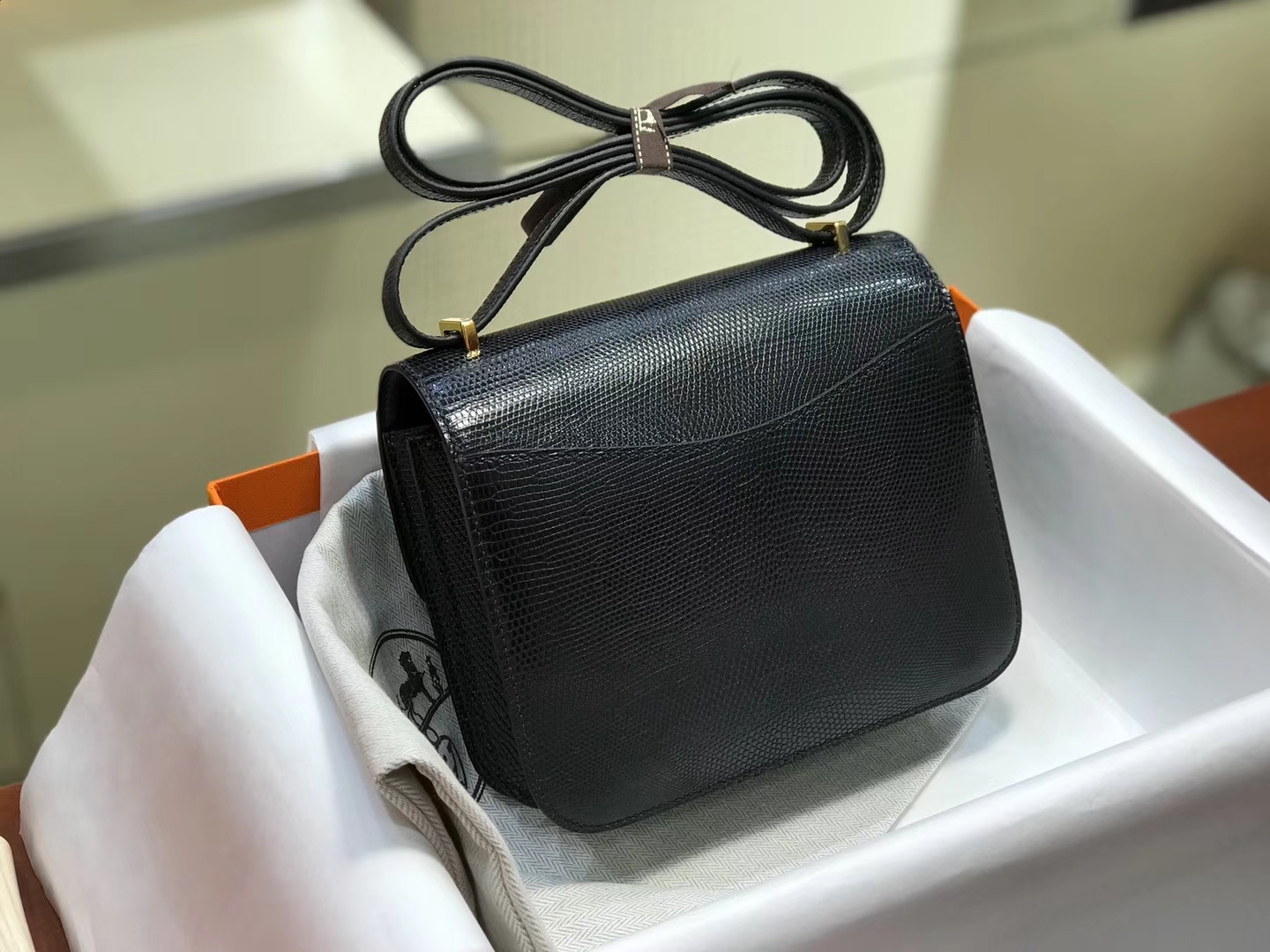 Hermes 爱马仕 空姐包 Constance 蜥蜴皮 黑色 nior CK89 配全套专柜原版包装