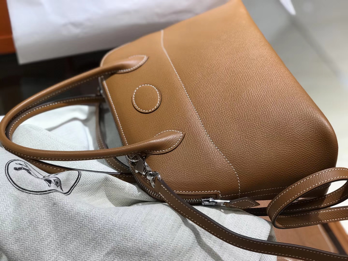 Hermes 爱马仕 Bolide Epsom皮 ck37 金棕色 gold 27cm 可接受定制