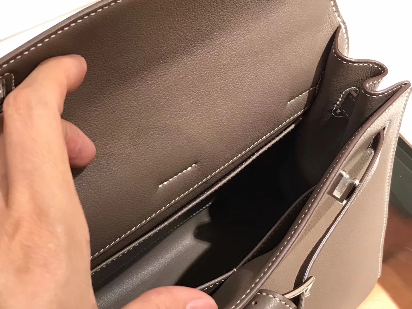 HERMES 爱马仕 Kellyfalt  大象灰 CK18 Etoupe Swift 手工定制  配全套专柜原版包装