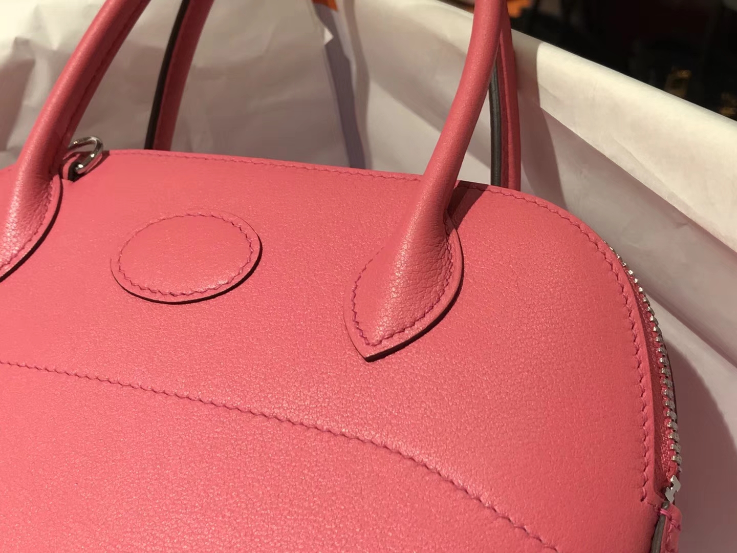 Hermes 爱马仕 Bolide Epsom皮 U5唇膏粉Rose Lipsur 27cm 可接受定制