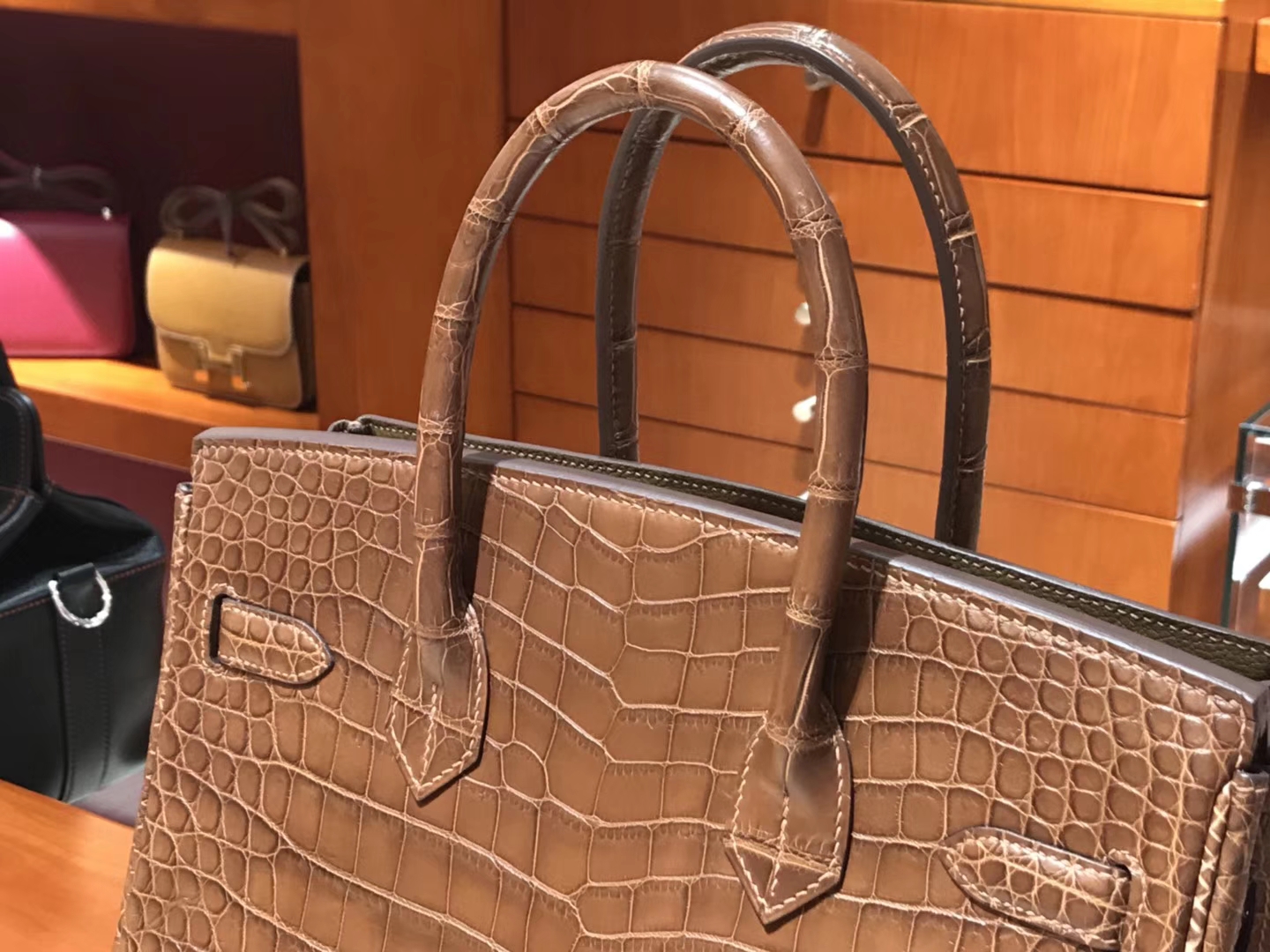HERMES 爱马仕 Birkin 30CM  金扣 4g 焦糖色 brulee 进口鳄鱼皮