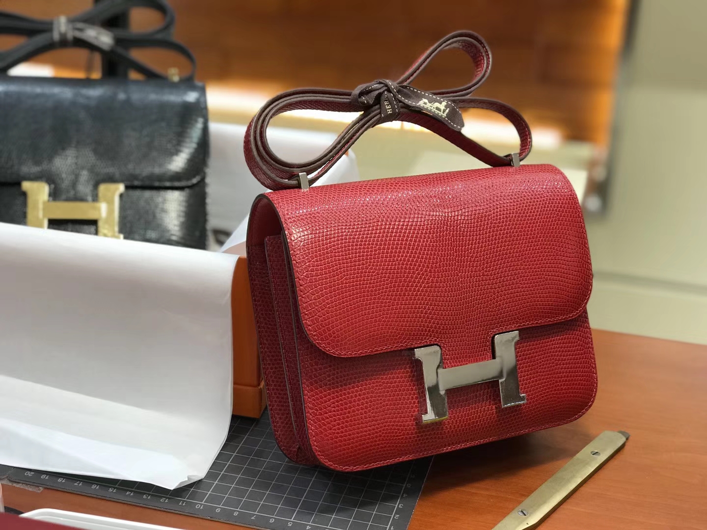 Hermes 爱马仕 空姐包 Constance 蜥蜴皮 波尔多酒红 ck57 bordeaux 配全套专柜原版包装