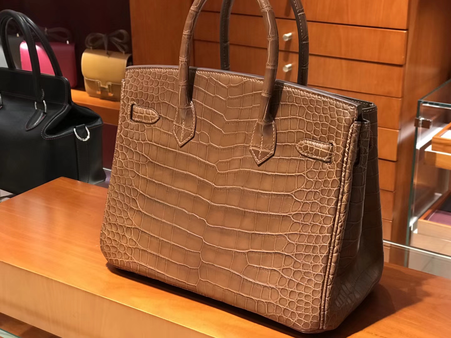 HERMES 爱马仕 Birkin 30CM  金扣 4g 焦糖色 brulee 进口鳄鱼皮
