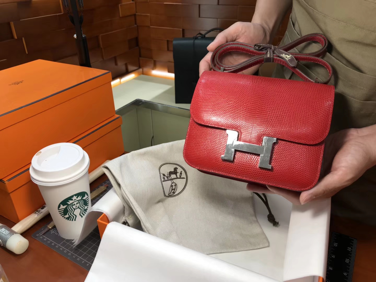 Hermes 爱马仕 空姐包 Constance 蜥蜴皮 波尔多酒红 ck57 bordeaux 配全套专柜原版包装
