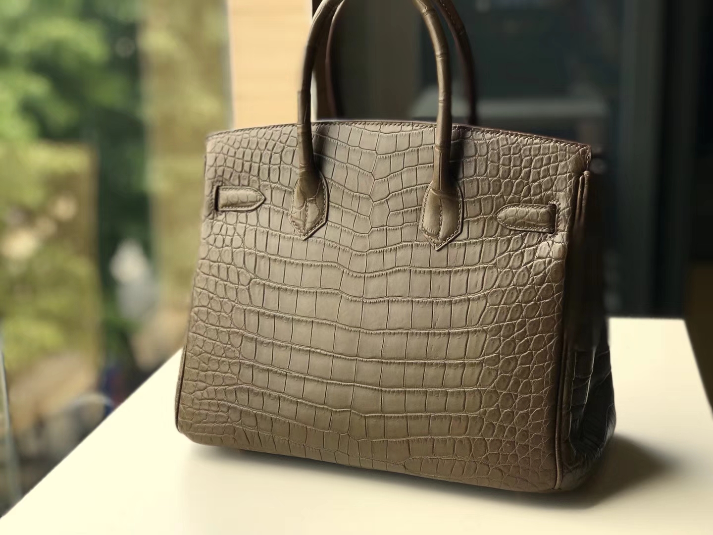 HERMES 爱马仕 Birkin 30CM  金扣 8F 锡器灰 Etain 进口鳄鱼皮