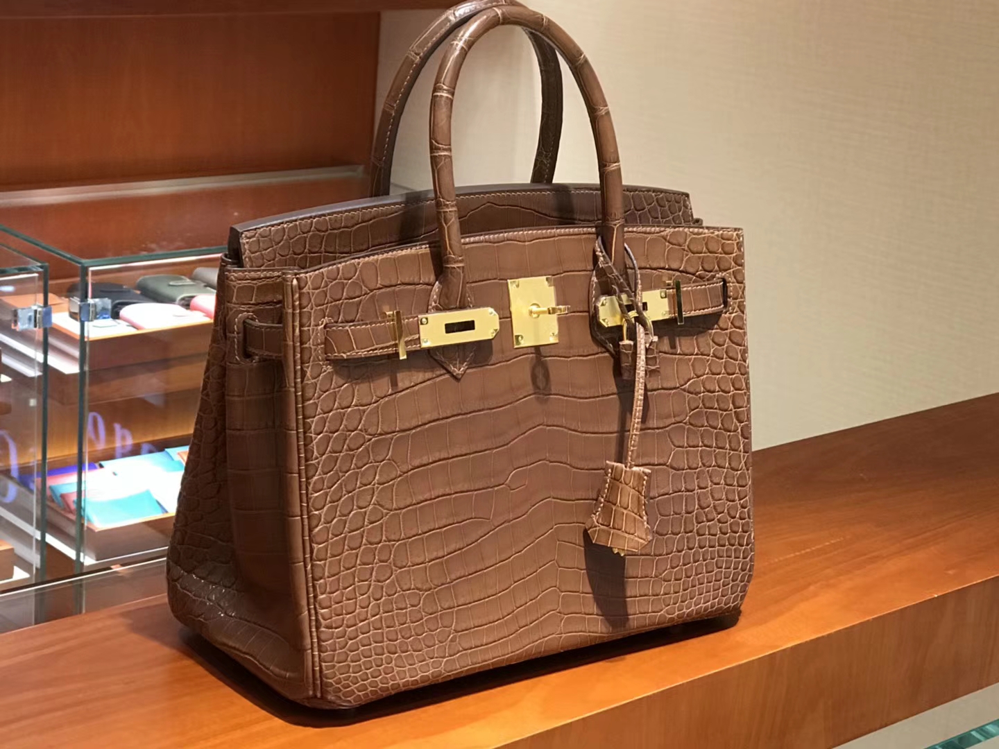HERMES 爱马仕 Birkin 30CM  金扣 4g 焦糖色 brulee 进口鳄鱼皮