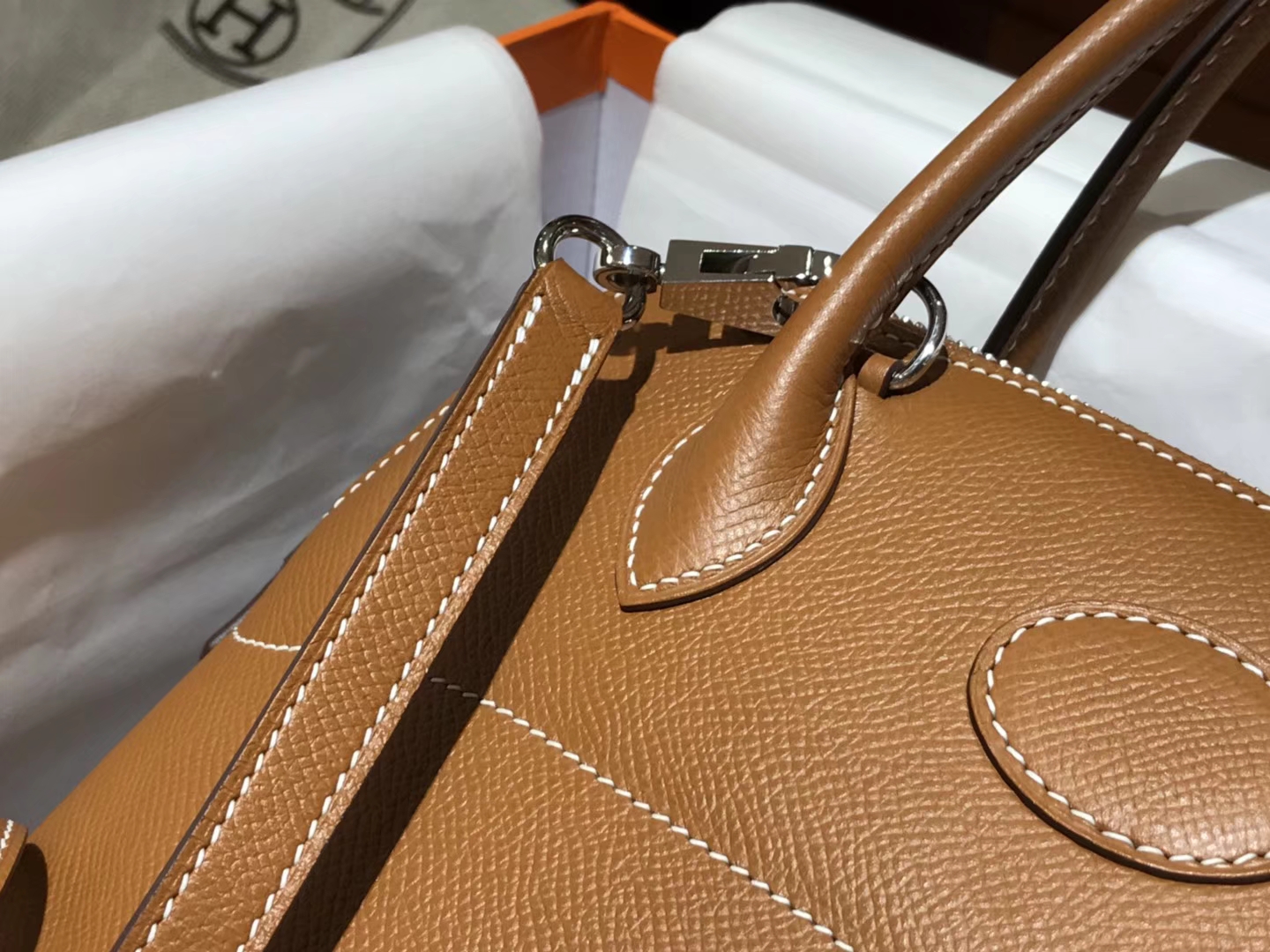 Hermes 爱马仕 Bolide Epsom皮 ck37 金棕色 gold 27cm 可接受定制