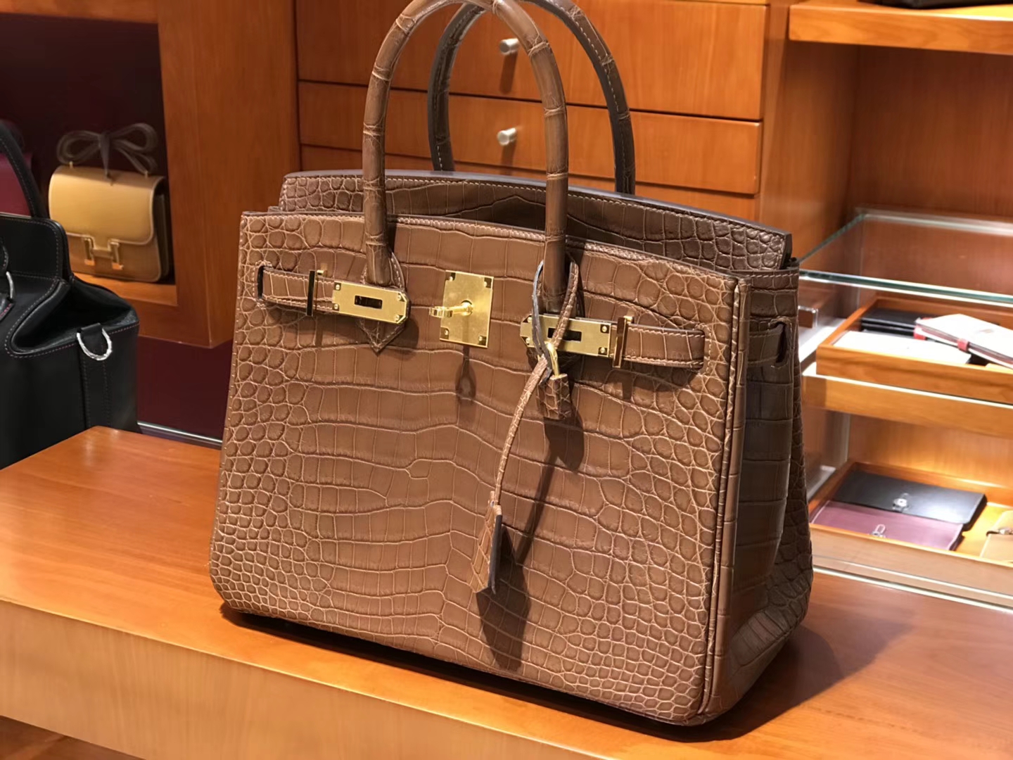 HERMES 爱马仕 Birkin 30CM  金扣 4g 焦糖色 brulee 进口鳄鱼皮