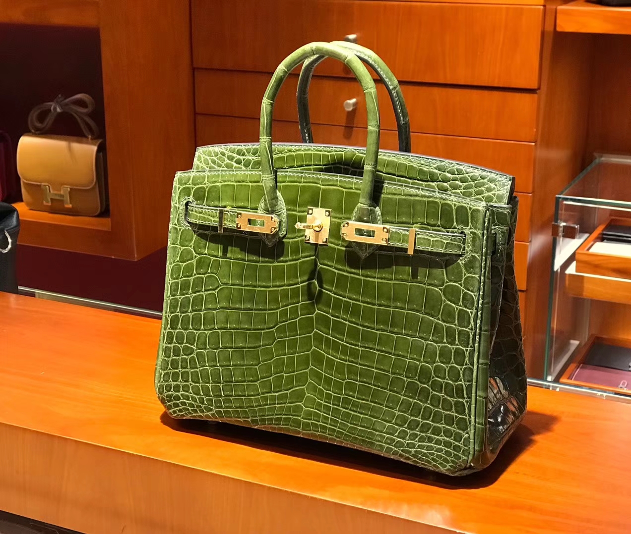 HERMES 爱马仕 Birkin 25CM  金扣 6H Veronese 橄榄绿 进口鳄鱼皮