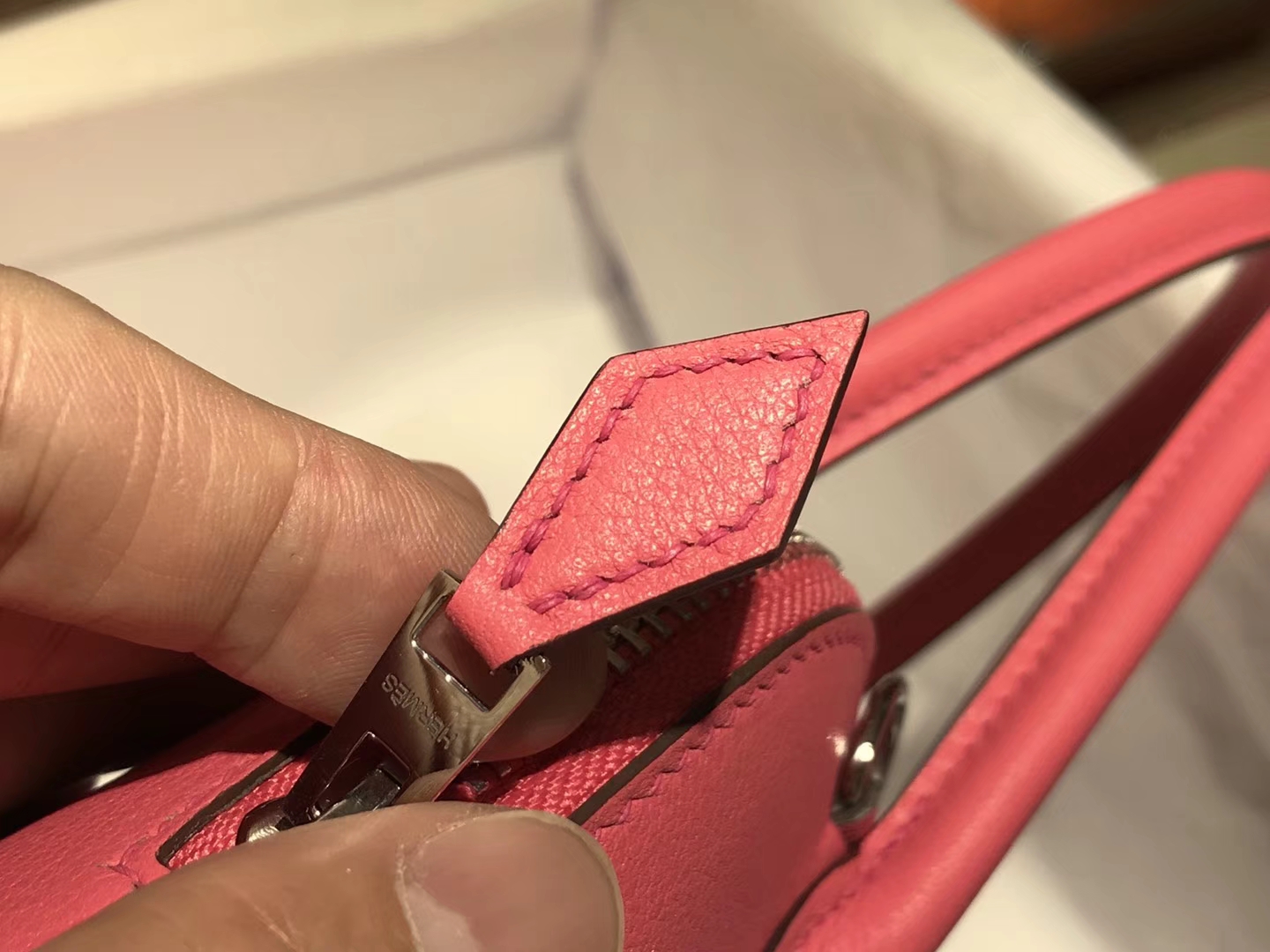 Hermes 爱马仕 Bolide Epsom皮 U5唇膏粉Rose Lipsur 27cm 可接受定制