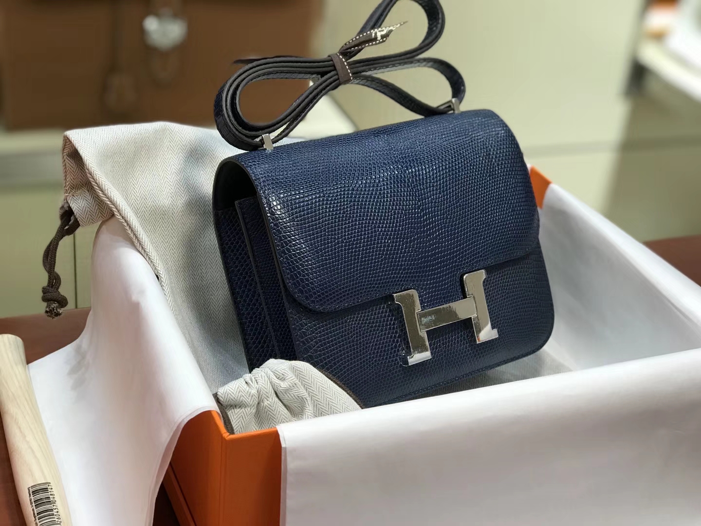 Hermes 爱马仕 空姐包 Constance 蜥蜴皮 CKN7 风暴蓝 Bleu Tempete 定制15-20天发货 配全套专柜原版包装