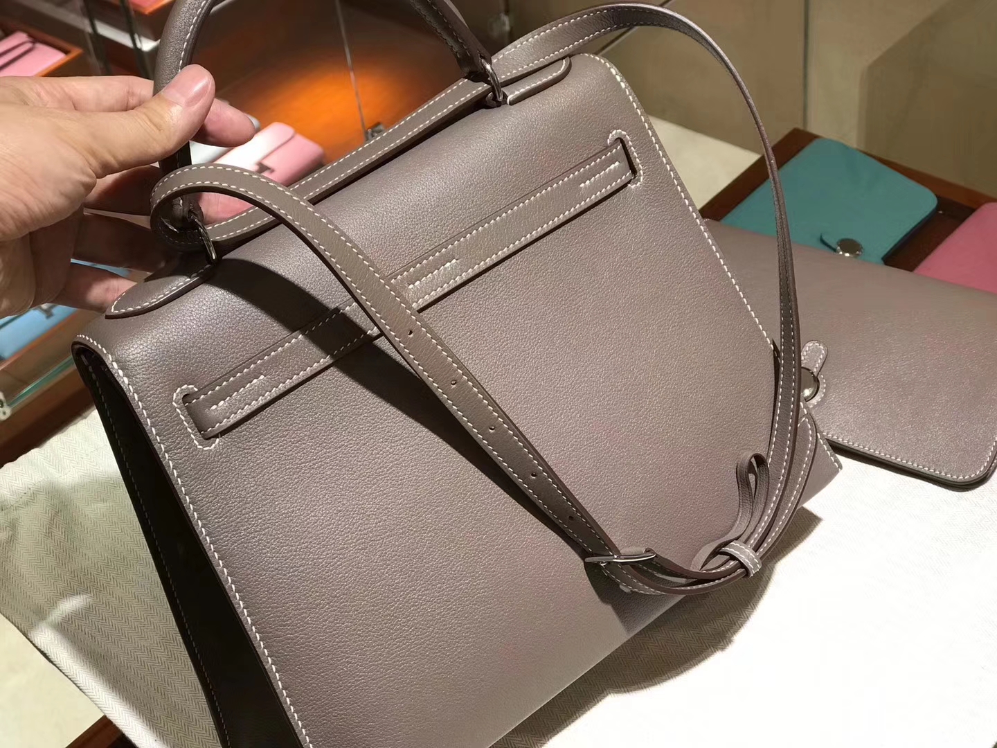 HERMES 爱马仕 Kellyfalt  大象灰 CK18 Etoupe Swift 手工定制  配全套专柜原版包装