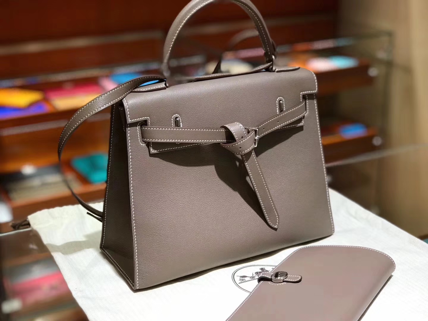 HERMES 爱马仕 Kellyfalt  大象灰 CK18 Etoupe Swift 手工定制  配全套专柜原版包装