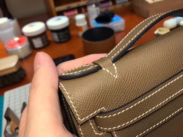 HERMES 爱马仕 迷你凯莉 MiniKelly 4g 焦糖色 brulee 配全套专柜原版包装