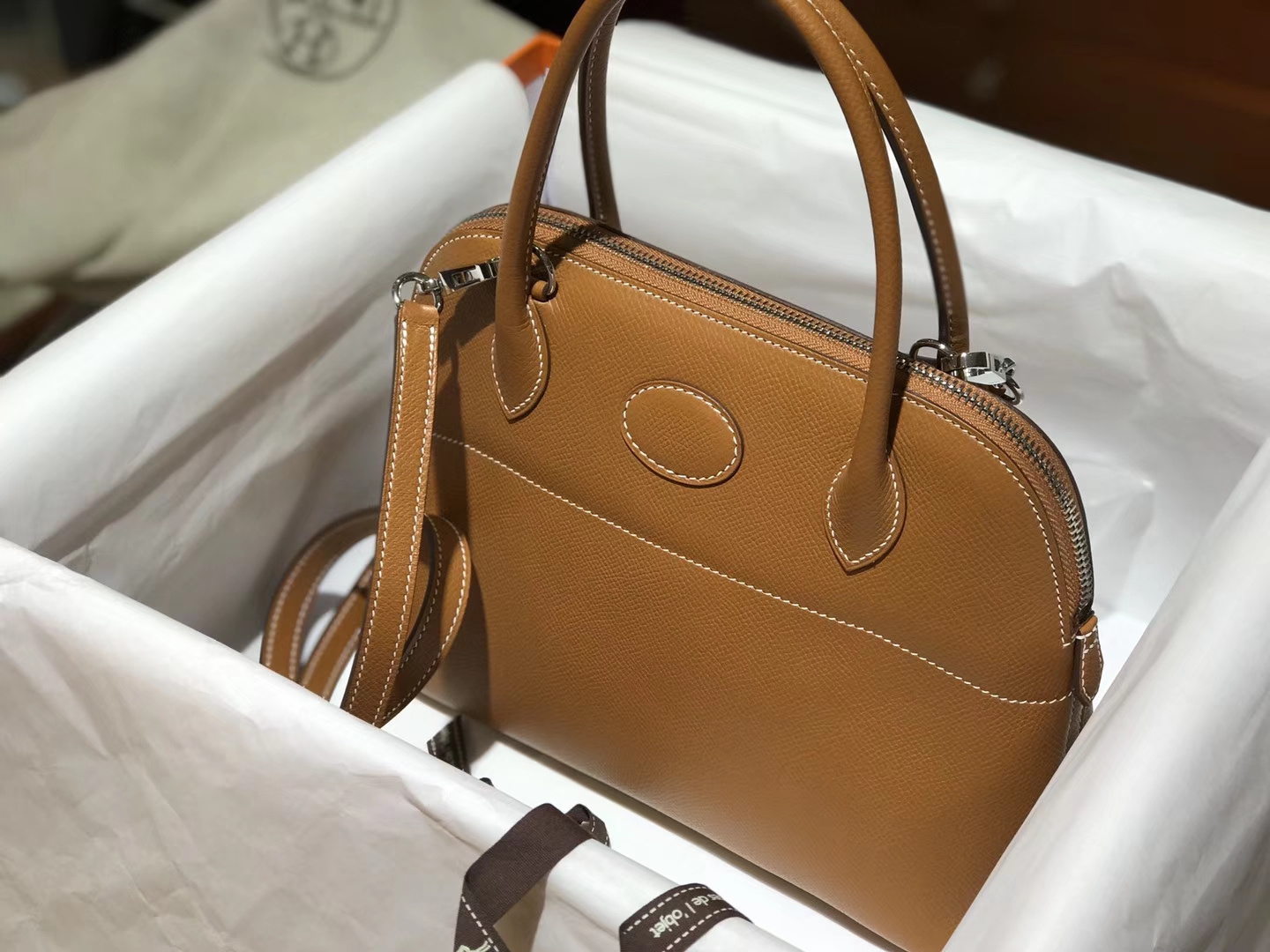 Hermes 爱马仕 Bolide Epsom皮 ck37 金棕色 gold 27cm 可接受定制
