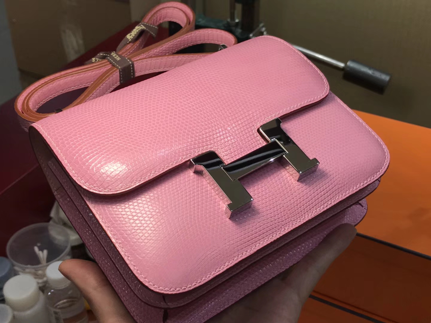 Hermes 爱马仕 空姐包 Constance 蜥蜴皮 rose sakura 水粉色 3q 定制15-20天发货 配全套专柜原版包装