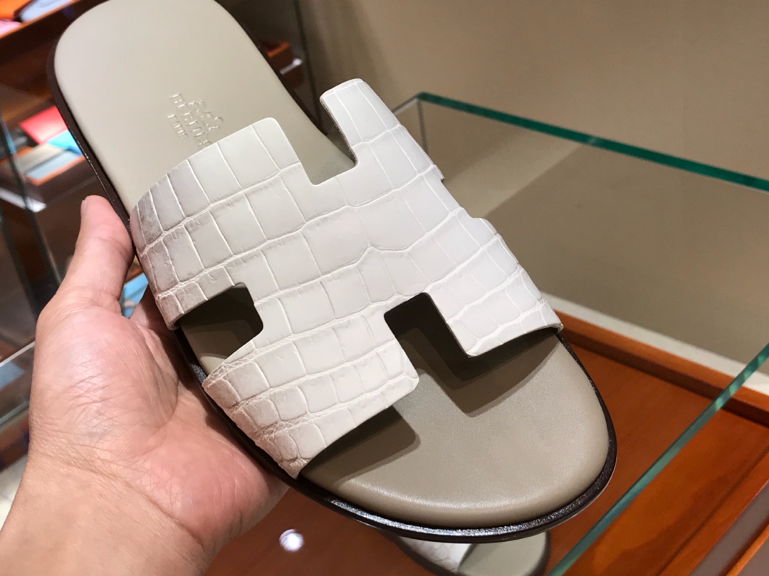 Hermes 喜马拉雅鳄鱼皮男士拖鞋 Himalaya Crocodile leather 喜马拉雅