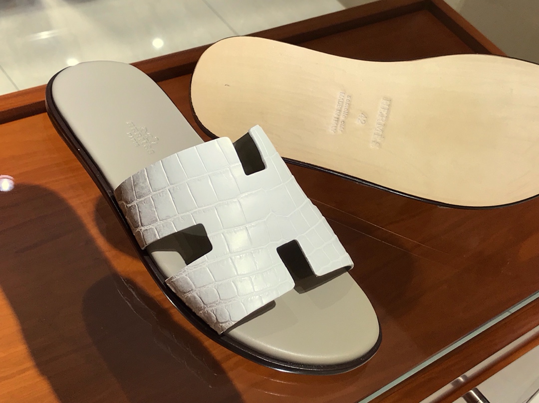 Hermes 喜马拉雅鳄鱼皮男士拖鞋 Himalaya Crocodile leather 喜马拉雅