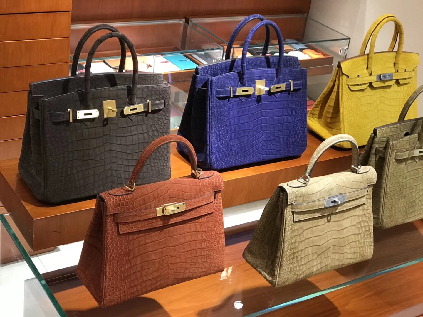 HERMES 爱马仕 凯莉包 Kelly 铂金包 Birkin 翻毛鳄鱼皮 五金是拉丝 现货