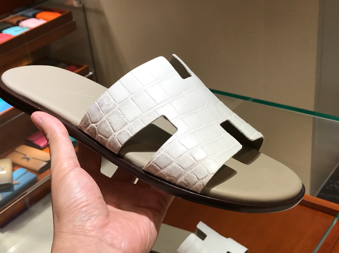 Hermes 喜马拉雅鳄鱼皮男士拖鞋 Himalaya Crocodile leather 喜马拉雅