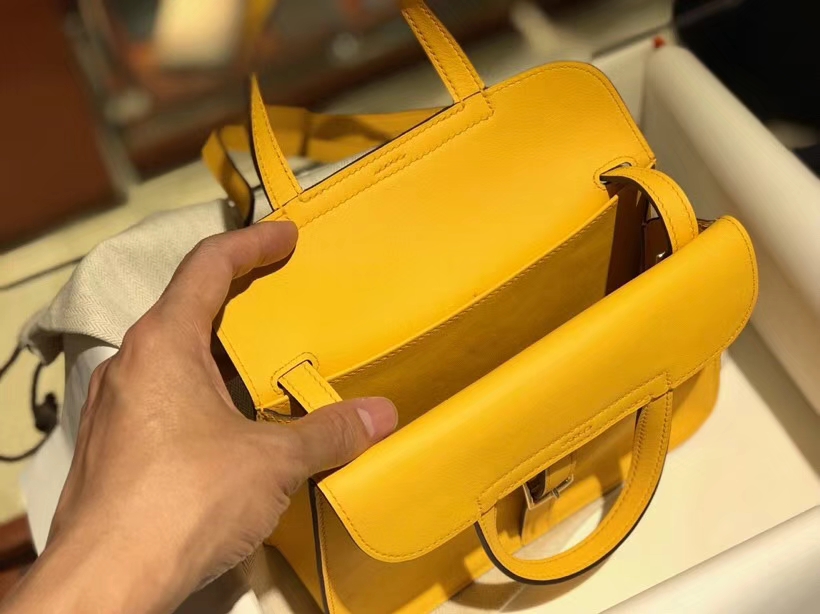 HERMES 爱马仕 Halzan swift 银扣 配全套专柜原版包装 琥珀黄