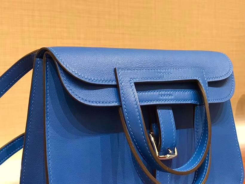HERMES 爱马仕 Halzan swift 水妖蓝 银扣 配全套专柜原版包装