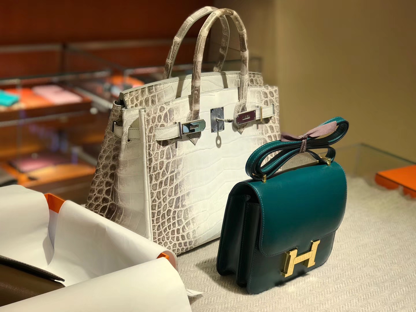 HERMES 爱马仕 空姐包 Constance BOX 墨绿色 金扣