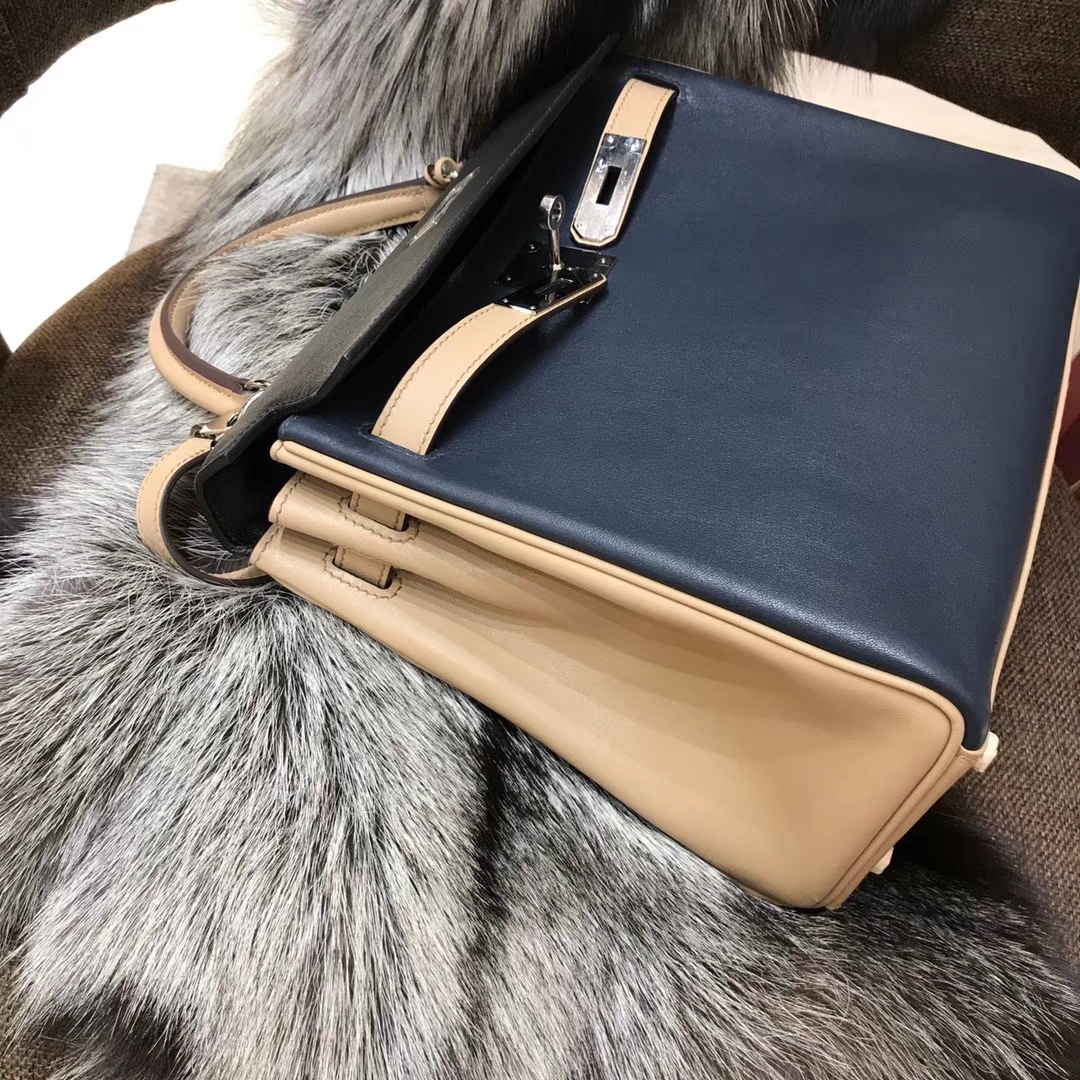 HERMES 爱马仕 Kelly走秀款 swift三色配 28cm