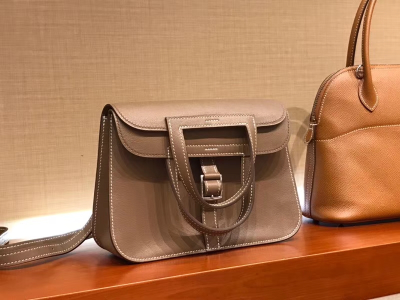 HERMES 爱马仕 Halzan swift 大象灰 银扣 配全套专柜原版包装