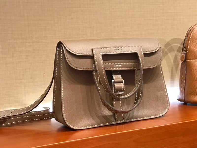 HERMES 爱马仕 Halzan swift 大象灰 银扣 配全套专柜原版包装