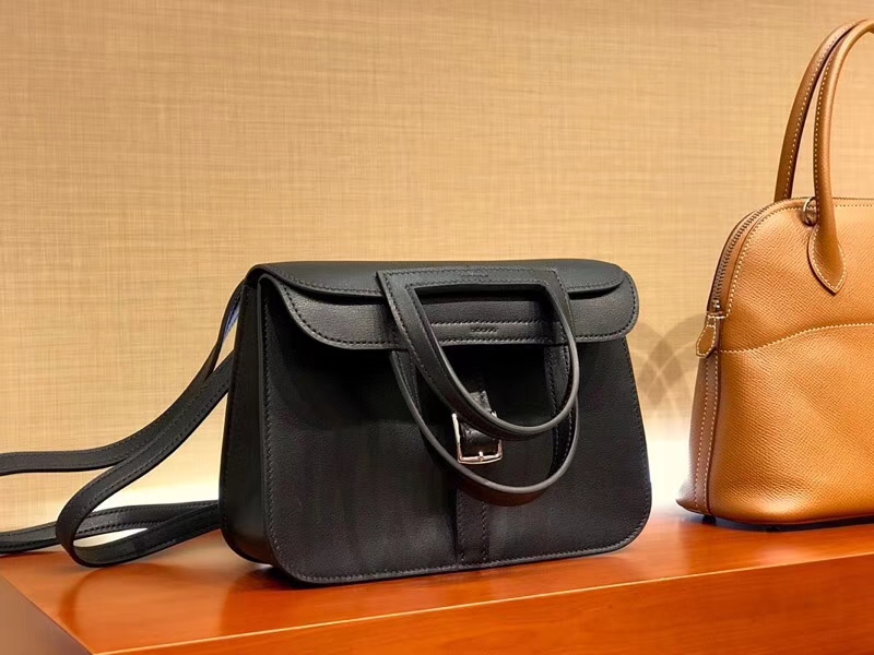 HERMES 爱马仕 Halzan swift 黑色 21cm 配全套专柜原版包装
