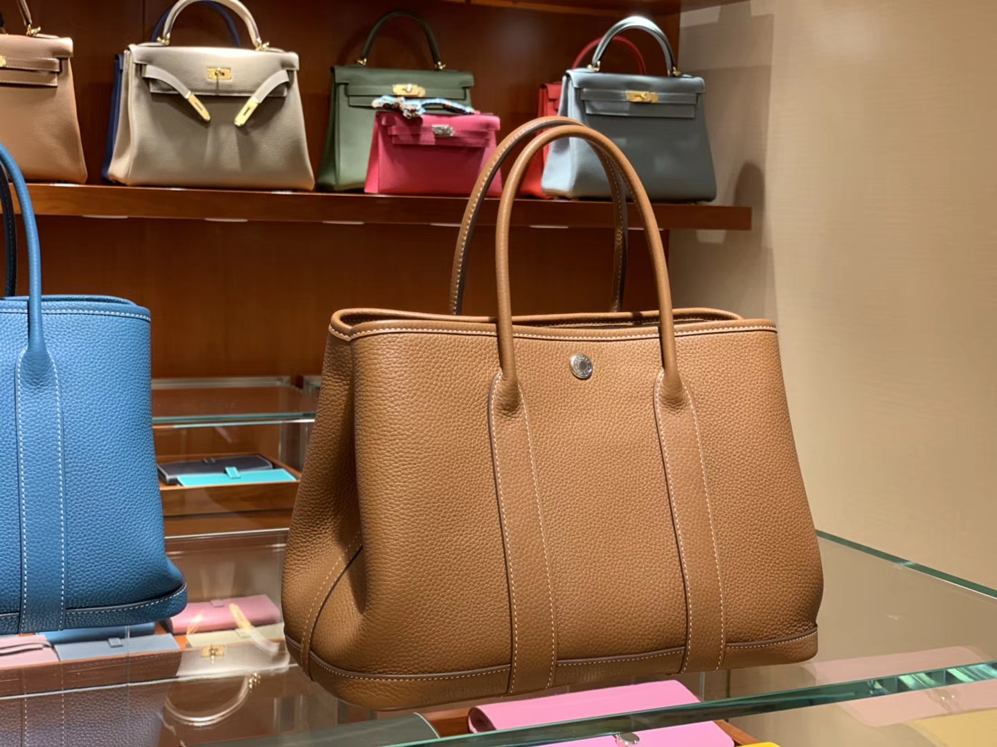 HERMES 爱马仕 Garden Party 花园包 togo 金棕色 银扣 配全套专柜原版包装