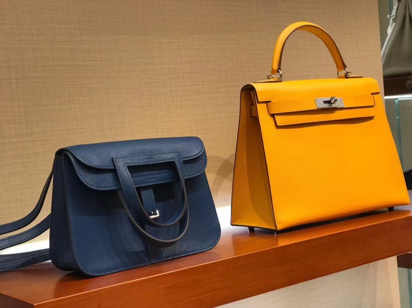 HERMES 爱马仕 Halzan swift 皇家蓝 银扣 配全套专柜原版包装